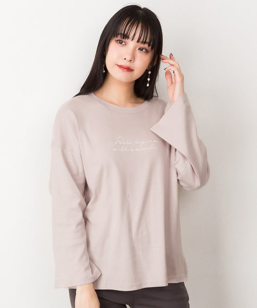 プリントTシャツ 長袖 カットソー レディース カジュアル ワイドアーム