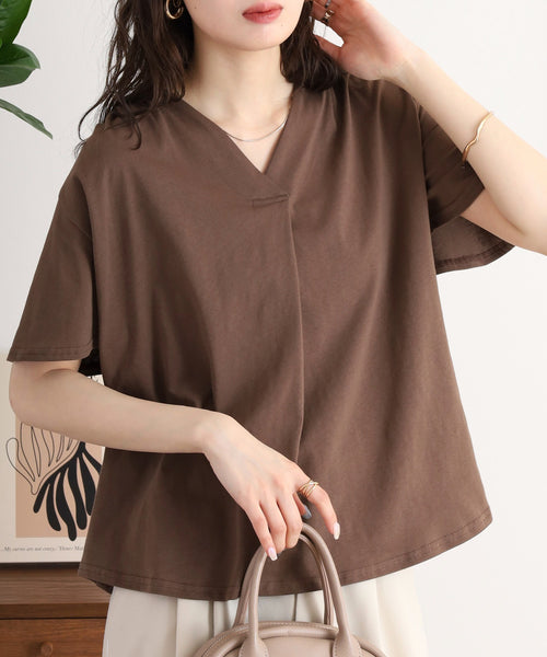 ブラウス風タックスキッパー半袖Ｔシャツ