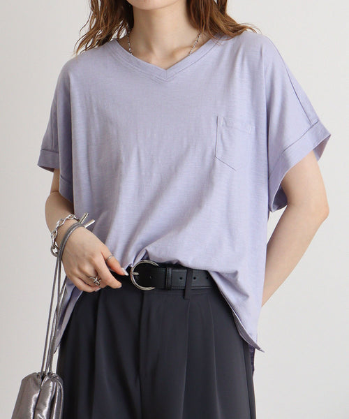 オーバーサイズポケット付きVネックTee