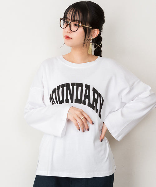 プリントTシャツ 長袖 カットソー レディース カジュアル ワイドアーム