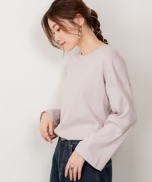 ボリューム袖コットンフライス長袖Tシャツ カットソー 長袖 クルーネック 丸首 Tシャツ 春コーデ レディース カジュアル カットソー ロンTロングスリーブ ビッグサイズ 体型カバー ビッグシルエット 大きいサイズ M/L/LL/XL/XXL/3L/4Lサイズ 春 夏 秋 韓国