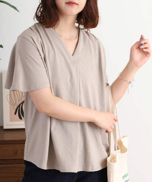 ブラウス風タックスキッパー半袖Ｔシャツ