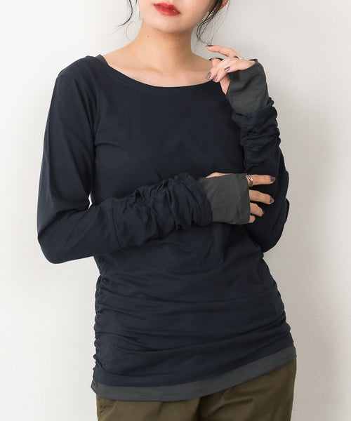フェイクレイヤードロングTシャツ