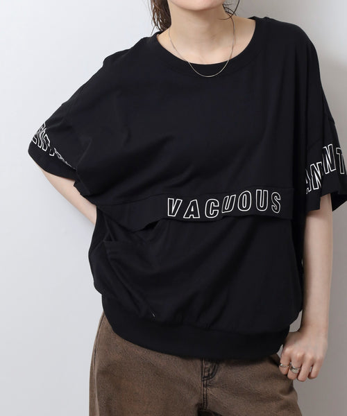 ポケット付きオーバーサイズシルエットロゴプリントTシャツ