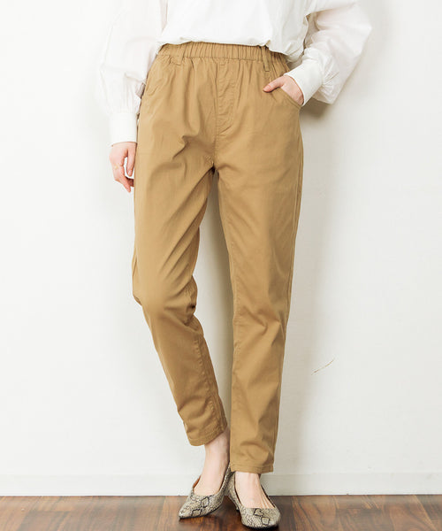 ウエストゴムテーパードツイルパンツ
