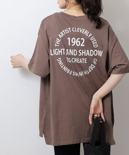 刺繍ロゴ＋バックプリントビッグシルエットTシャツ