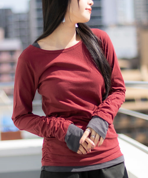 フェイクレイヤードロングTシャツ