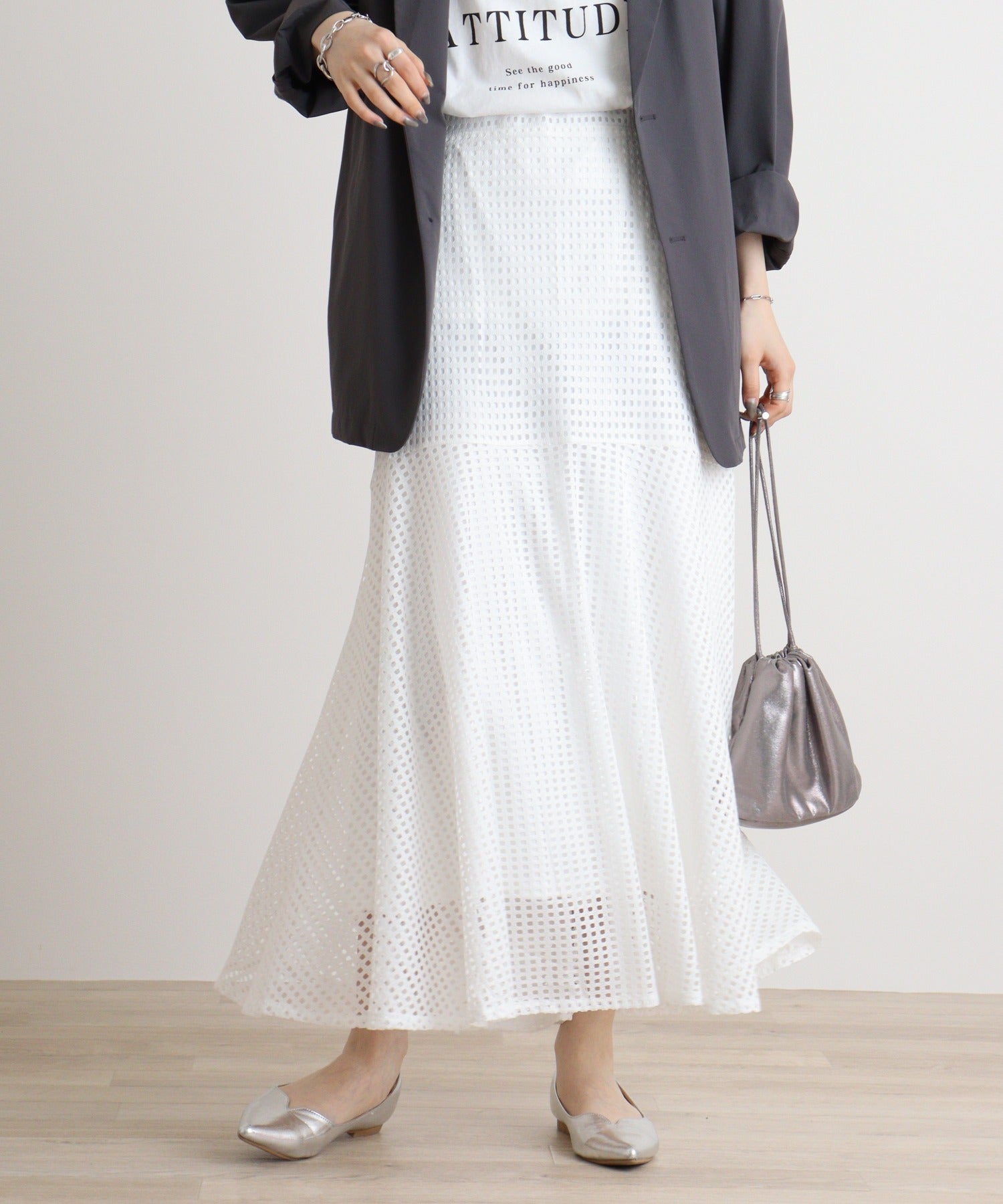 メッシュレースフレアスカート
