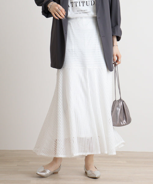 メッシュレースフレアスカート