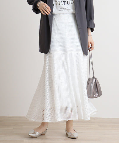 メッシュレースフレアスカート