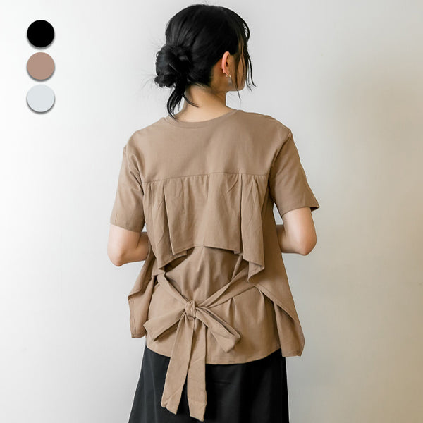 バックリボン付き半袖Tシャツ