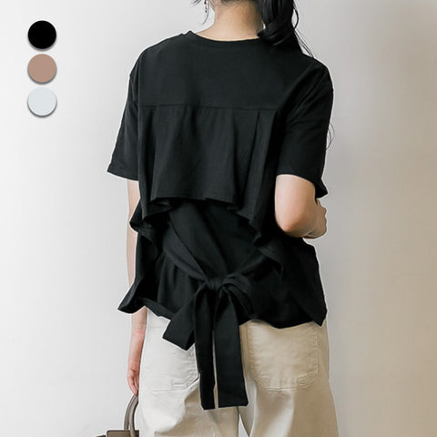 バックリボン付き半袖Tシャツ