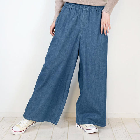 ワイドパンツ デニム 春 夏 秋 冬 レディース 大きいサイズ カジュアル 体型カバー シンプル リラックス お洒落