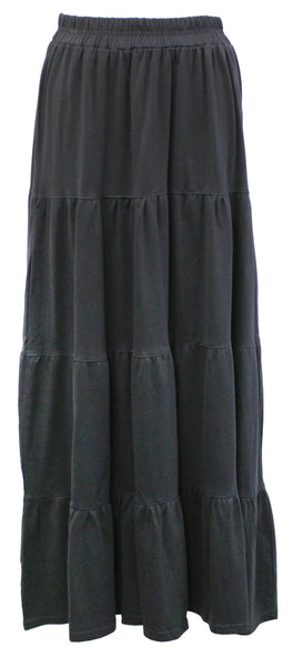 4段切替ティアードスカート ふんわり大人可愛い レディースファッション通販 ロング丈 スカート ボトムス スカート M-L LL-3L 4L-5L ティアードスカート フレア ウエストゴム コットン100％ 大人 カジュアル 大きいサイズ 大きめ